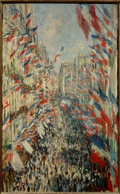 Rue Montorgueil i Paris, fest den 30 juni 1878 - Målning av Claude Monet (1840-1926) av Claude Monet