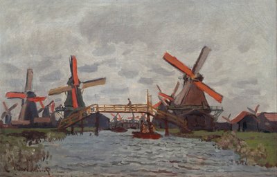 Mills vid Westzijderveld nära Zaandam av Claude Monet