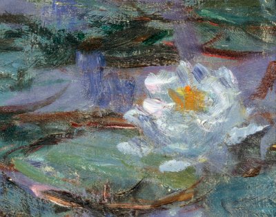 Blå näckrosor. Detalj av en näckros. Målning av Claude Monet (1840-1926) av Claude Monet