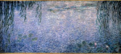 Nympheas, klar morgon med pilar Triptyk centrala delen. Målning av Claude Monet (1840-1926) 1914-1926 Dim. 2 x 4,25 m. Paris. Orangeriemuseet av Claude Monet