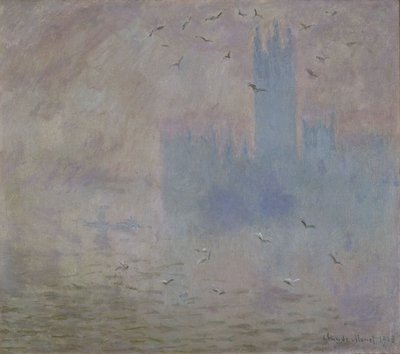 Parlamentsbyggnaderna, måsar av Claude Monet