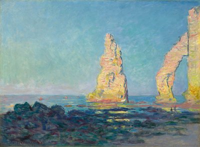 Nålklippan vid Étretat, lågvatten, 1883. av Claude Monet