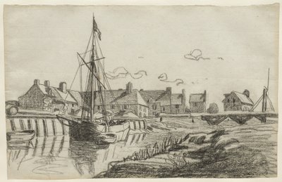 Hamnen i Touques, ca 1864 av Claude Monet