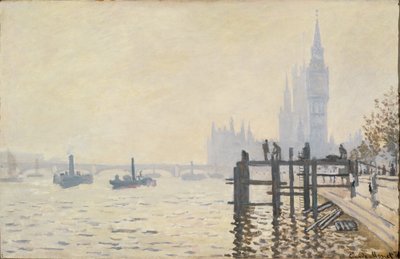 Themsen nedanför Westminster ... (olja på duk) av Claude Monet