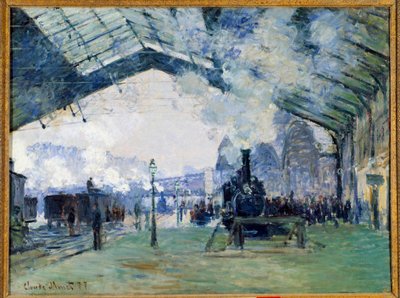 Utsikt över tågstationen Saint Lazare i Paris och tåget i Normandie av Claude Monet