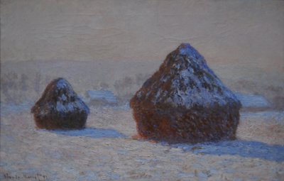 Wheatstacks, Snöeffekt, Morgon, 1891 av Claude Monet