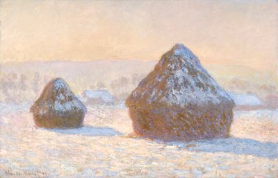 Wheatstacks, snöeffekt, morgon av Claude Monet