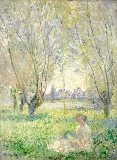Kvinna som sitter under Willows av Claude Monet
