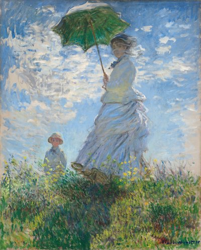 Kvinna med ett parasoll - Madame Monet och hennes son, 1875. av Claude Monet
