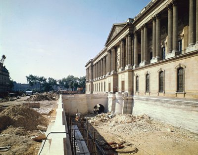 Louvrens pelargång fotograferad under restaurering, 8 september 1966 av Claude Perrault