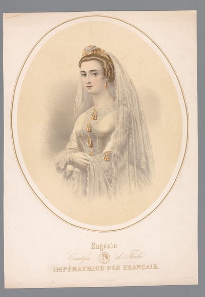 Portret van Eugenie, keizerin van Frankrike Eugenie, grevinna av Theba. Kejsarinnan av franskan (titel på objektet) av Claude Régnier