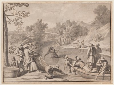 Augusti: Fiske, ca 1700 (tusch) av Claude Simpol