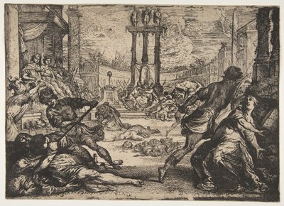 En massaker av triumviratet, ca. 1624. av Claude Vignon
