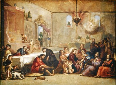 Kristus tvättar lärjungarnas fötter, 1653 av Claude Vignon