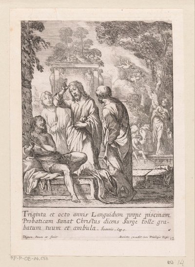 Läkning av mannen vid poolen i Bethesda Miracula Domini Nostri Jesu Christi (serietitel) Miracles of Christ (serietitel) av Claude Vignon