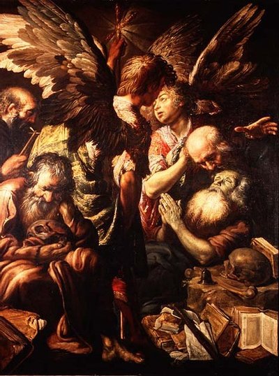 The Death of St. Anthony (olja på duk) av Claude Vignon