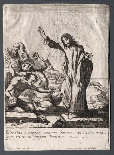 Jesu Kristi mirakel: Kristus befriar de besatta. av Claude Vignon