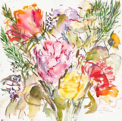 Rosebukett, 2006, (akvarell på papper) av Claudia Hutchins Puechavy