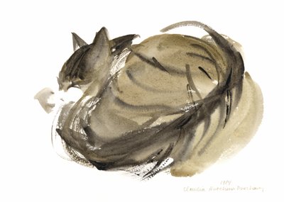 Sleeping cat, 1985 (akvarell) av Claudia Hutchins Puechavy