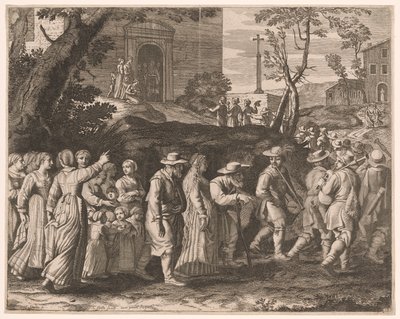 Bröllopsprocessionen, plansch 15 från Pastorales av Claudine Bouzonnet Stella