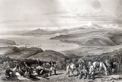 Avlägsen vy av vulkanen Aconcagua, från 