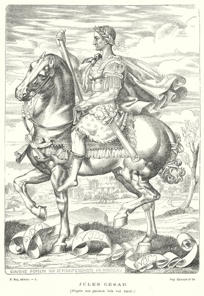 Julius Caesar, romersk soldat och politiker (gravyr) av Claudius Popelin