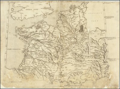 1507 Ptolemaisk karta över Frankrike av Claudius Ptolemy
