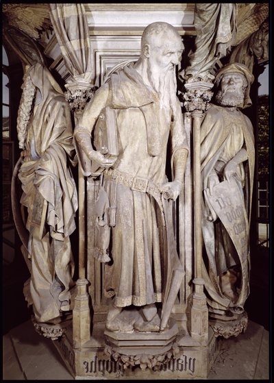 Moses brunn, detalj av Jesaja från den sexkantiga piedestalen, 1395-1404 sten av Claus and Malouel, Jean Sluter