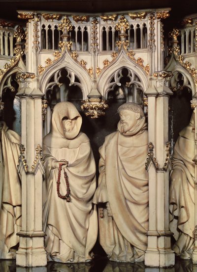 Filip den djärves grav (1342-1404) detalj av två sörjande, från Church of Chartreuse i Champmol av Claus and Marville Jean de (d.1389) Sluter