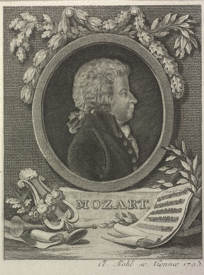 Wolfgang Amadeus Mozart, 1793 av Clemens Kohl