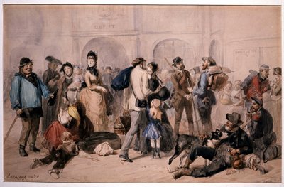 Trängsel i lobbyn på Gare de Lyon av Andrieux av Clément Auguste Andrieux