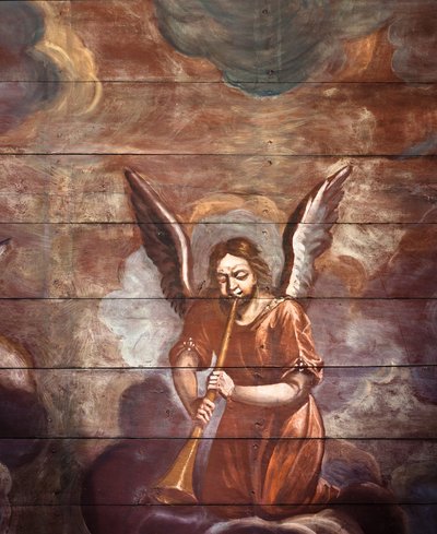 Locquirec (Finistère) / Saint-Jacques kyrka, målad valvpanel (foto) av Cleran