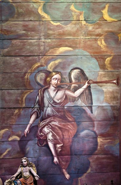 Locquirec (Finistère) / Saint-Jacques kyrka, målad valvpanel (foto) av Cleran