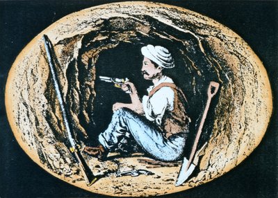Brittisk sappare beväpnad med Colt Revolver väntar i min på att fiendens mot-sappare ska slå igenom av Clifford Henry Mecham