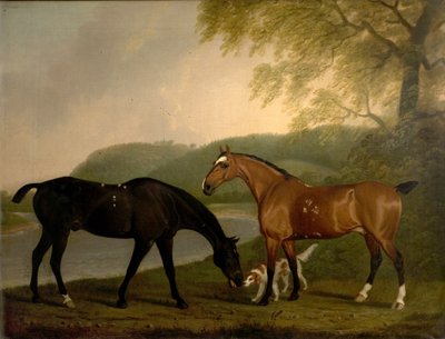 Hästar och hund i ett landskap, c.1830 av Clifton Tomson