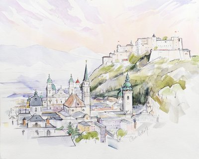 Salzburg Sunrise (wc på papper) av Clive Metcalfe