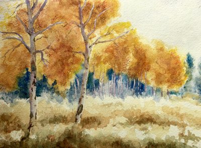 Höstaspar i Tetons, 2011 (akvarell) av Clive Wilson