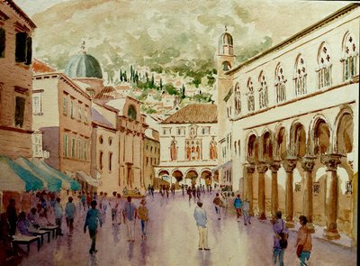 Dubrovnik, 2010 (akvarell) av Clive Wilson