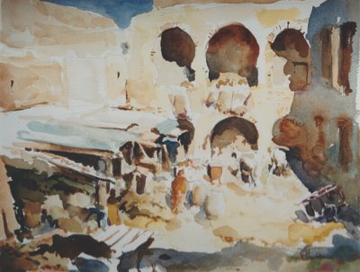 Fondouk des Peaussiers, Fez, 2000 (akvarell) av Clive Wilson