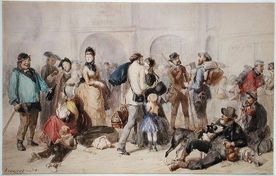 The Concourse at the Old Gare de Lyon, 1873 (wc på papper) av Clément Auguste Andrieux
