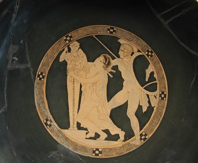 Ajax the Lesser drar Cassandra från Palladium, 500-talet. före Kristus av Codrus Painter