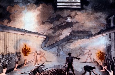 Laddning svarar vid Gas Light Establishment, Brick Lane, London, 1822 av Colin Mackenzie