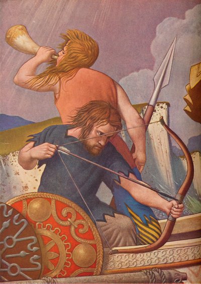 Kung Alfreds långskepp besegrar danskarna 877, 1925-1927 av Colin Unwin Gill