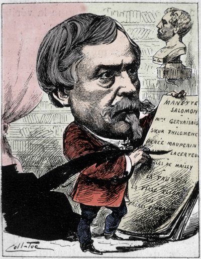 Tecknad film föreställande författaren Edmond de Goncourt (1822-1896) från "The Men of Today" Teckning av Coll-Toc (Collignon och Tocqueville). 1892 av Coll Toc