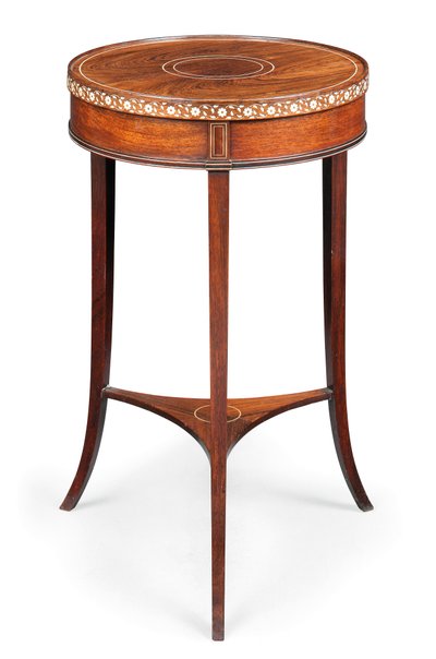 Viktorianskt infällt tillfälligt bord, ca 1880 (rosaträ och elfenben) av Collinson and Lock