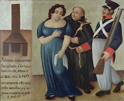 Policarpa Salavarrieta (La Pola) på väg till avrättning i Bogota den 14 november 1817 av Colombian School