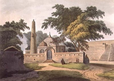 The Burial Place of a Peerzada, Another, skylt 6 från "Twenty Four Views in Hindostan", pub. av Edward Orme (1774-c1820) 1803 (akvatint) av Colonel Francis Swain (after) Ward