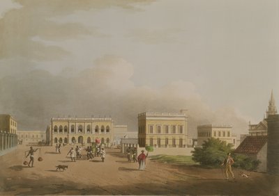 The Old Court House, Calcutta, skylt 17 från Twenty Four Views i Hindostan, graverad av Harradon, pub. av Edward Orme (1774-c.1820) 1805 (akvatint) av Colonel Francis Swain Ward