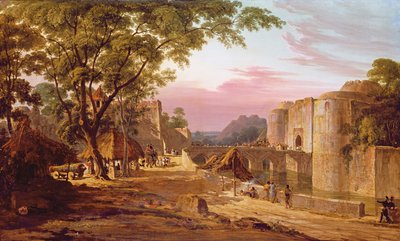 Processionen in i fortet i Bharatpur (olja på duk) av Colonel Robert Smith