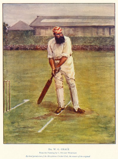 Dr W G Grace (färg litho) av Colonel Stuart Wortley